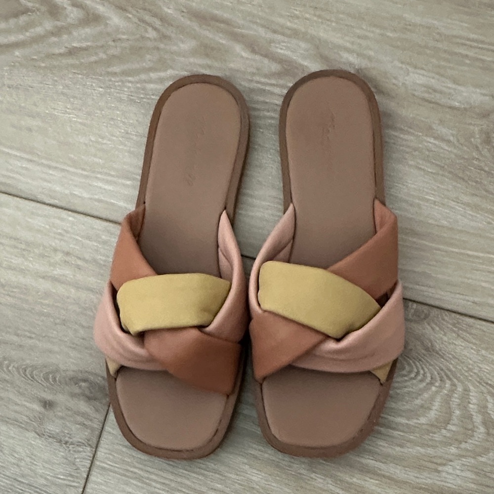 Madewell Slide Sandals - Pink and Yellow